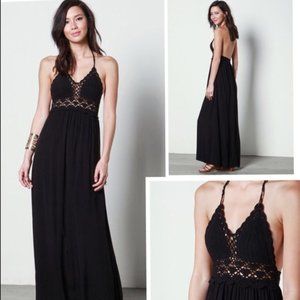 NWT Boho Black Crochet Halter Maxi Dress✨ Sz L